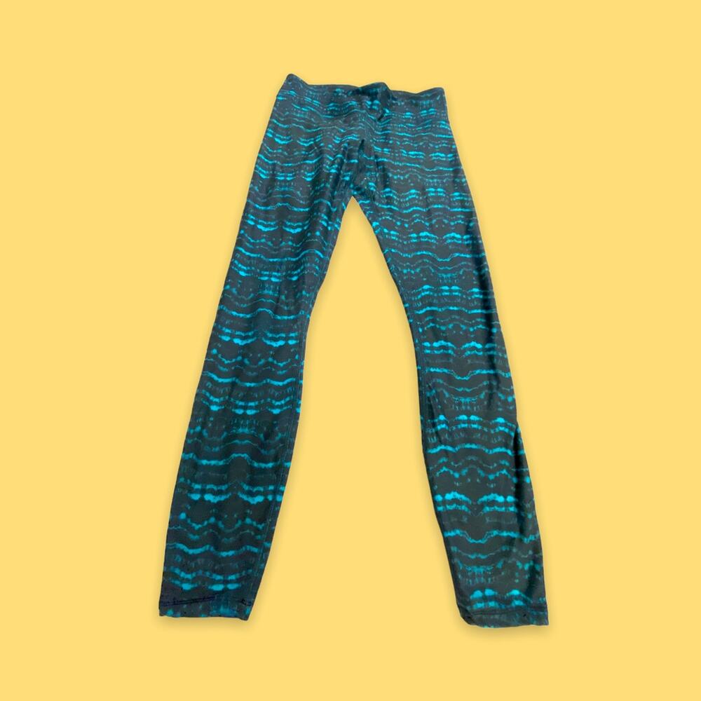 Fabletics Teal and Black Abstract Pattern Athletic Athleisure Leggings Size XS